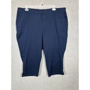 Style & Co Womens Plus Size 20W Comfort Capri Pants With Elastic Waist Blue NWTs